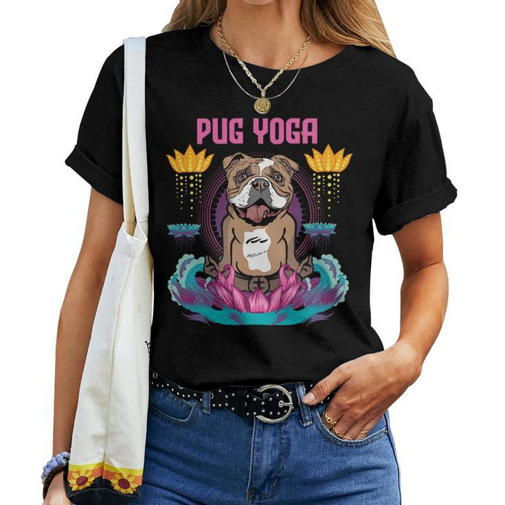 Pug Lover Dog Yoga Funny Meditation Dog Pugs Women T-shirt Casual Daily Crewneck Short Sleeve Graphic Basic Unisex Tee