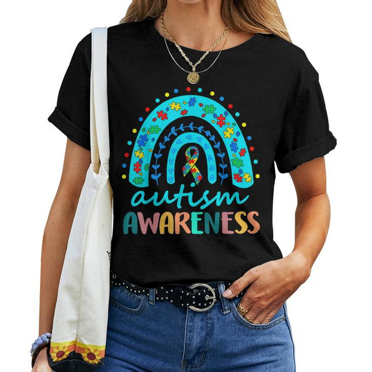 Puzzle Rainbow In April We Wear Blue Autism Awareness Month  Women T-shirt Casual Daily Crewneck Short Sleeve Graphic Basic Unisex Tee