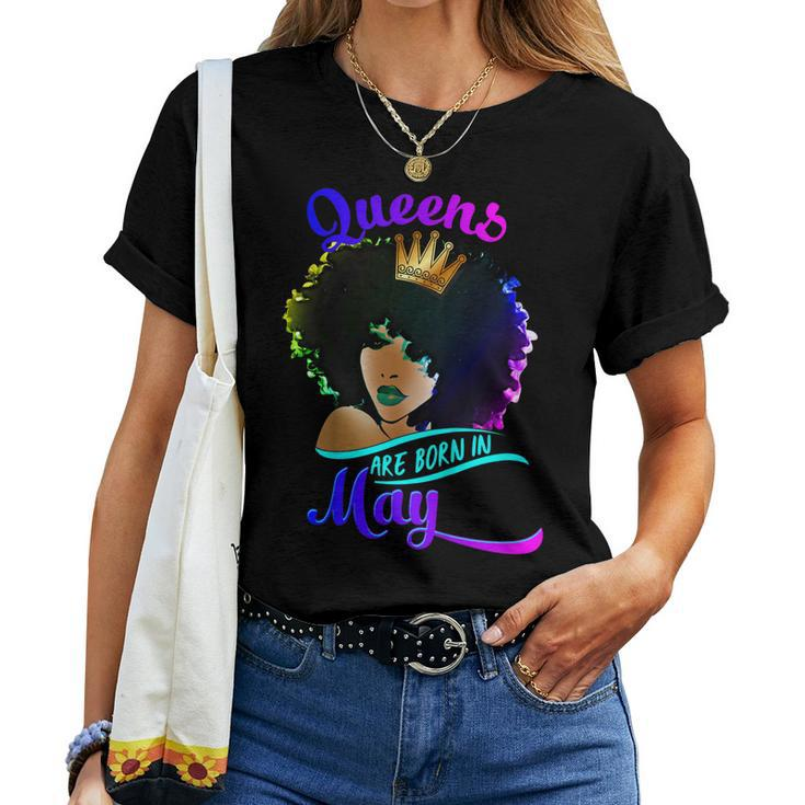 Queens Are Born In May Birthday Black Women Women T-shirt