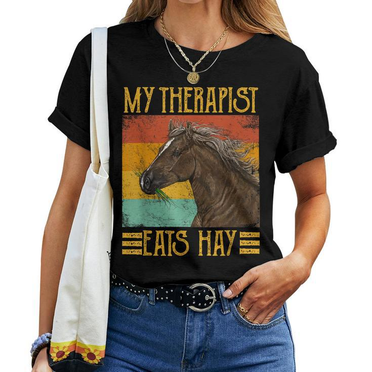 My Therapist Eats Hay Equestrian Horse Riding Women T-shirt