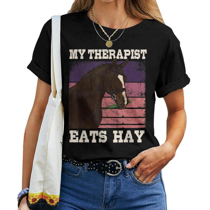 My Therapist Eats Hay Horseback Riding Women T-shirt