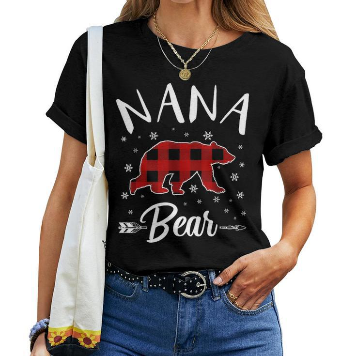 Red Plaid Nana Bear Matching Buffalo Family Pajama Women T-shirt