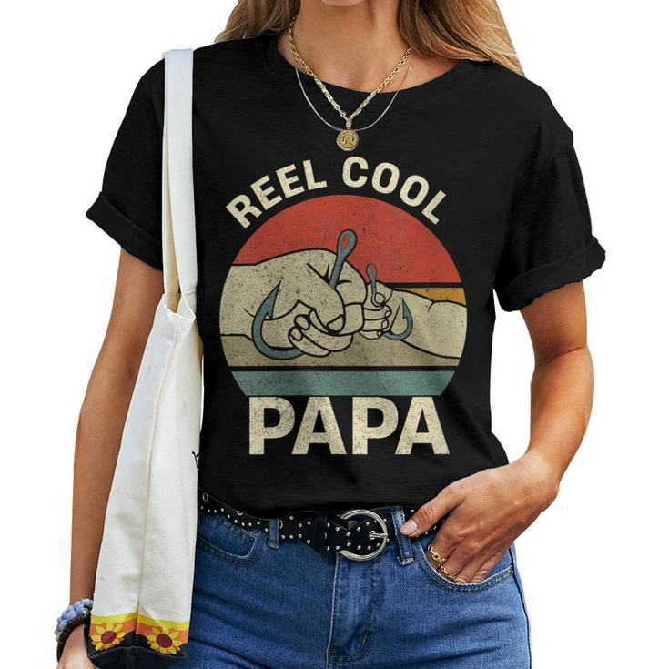 Reel Cool Papa Dad Fishing Fathers Day Fisherman Fish Women T-shirt