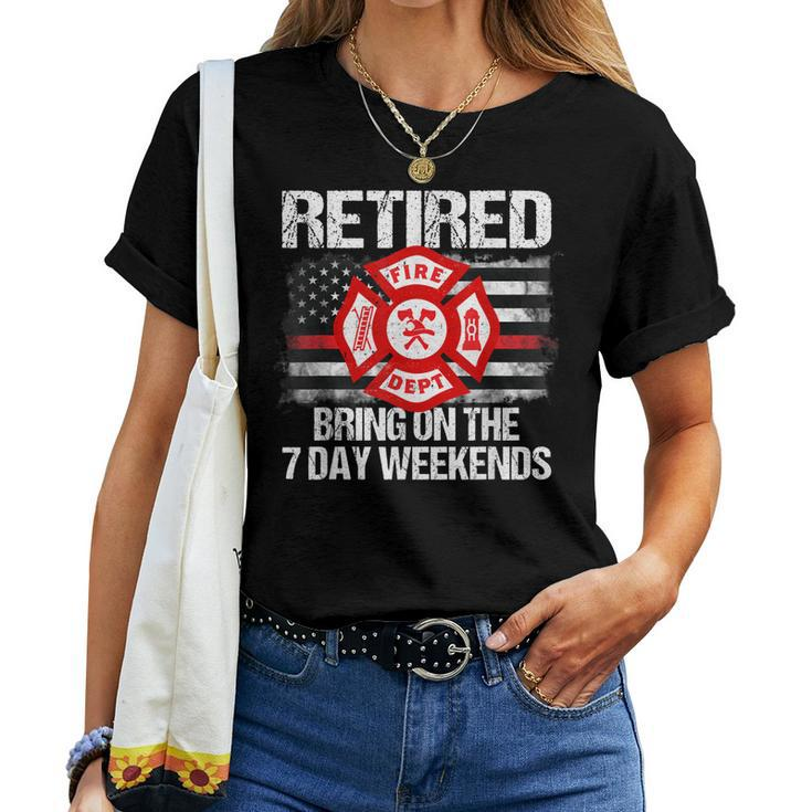 Retired Firefighter Fire Retirement Gift Thin Red Line Women T-shirt
