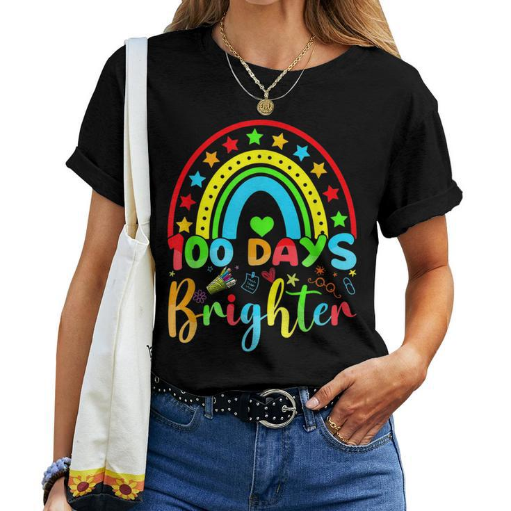 Retro 100 Days Of Brighter Teacher 100 Days Smarter Women T-shirt