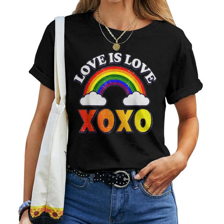 Retro Xoxo Rainbow Love Valentines Day Men Women Couples Women T-shirt