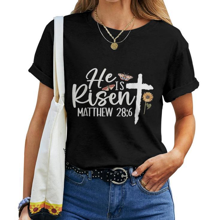 He Is Risen Christians Cross Jesus Religious Easter Day Women T-shirt