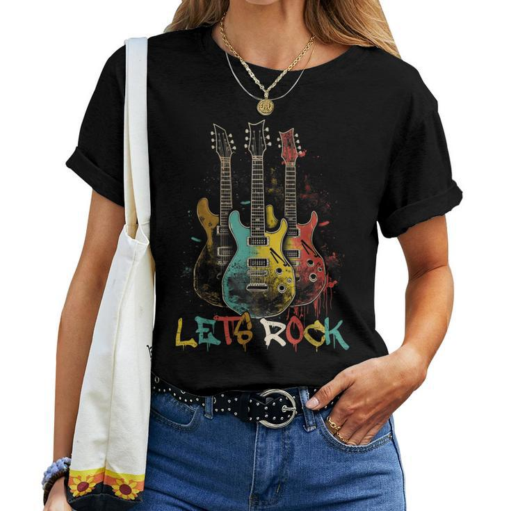 Lets Rock Rock N Roll Guitar Retro Graphic For Men Women Women T-shirt