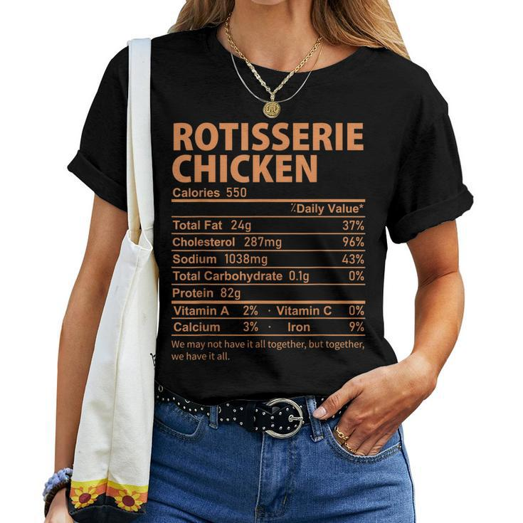 Rotisserie Chicken Costume Thanksgiving Food Nutrition Facts Women T-shirt