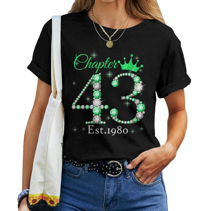 Womens Womens Chapter 43 Est 1980 43 Years Old 43Rd Birthday Queen Women T-shirt