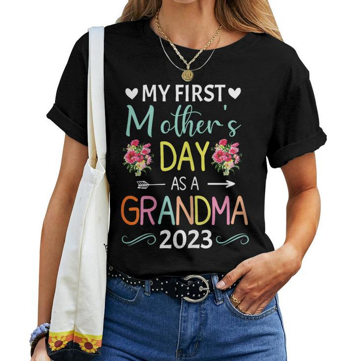 Womens Womens My First As A Grandma 2023 Women T-shirt