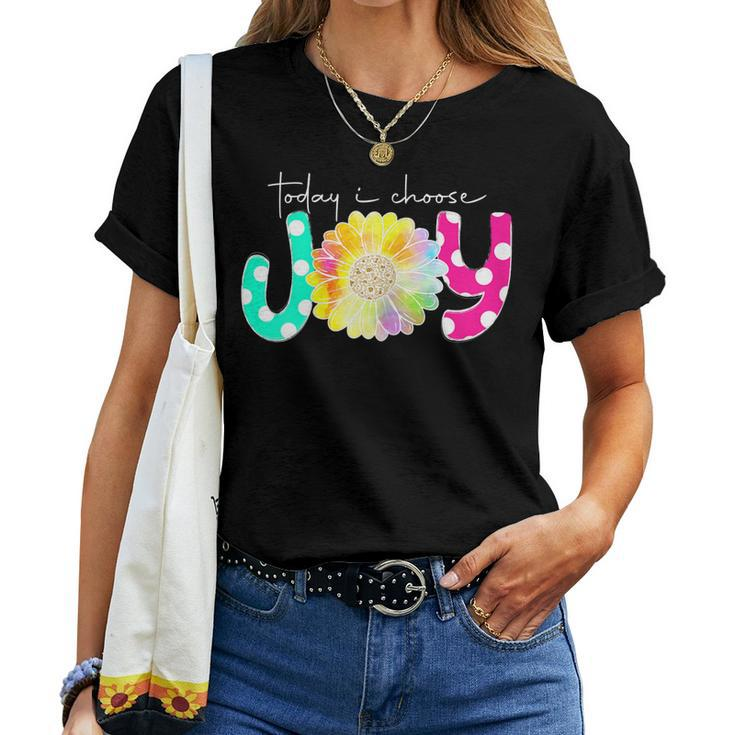 Womens Womens Today I Choose Joy Hawaiian Tropical Hibiscus Flowers Women T-shirt