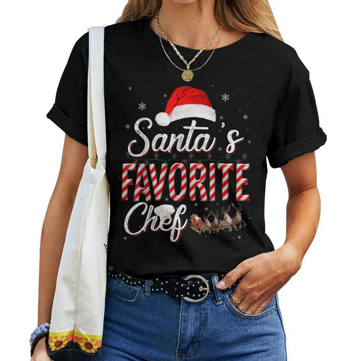 Santas Favorite Chef Santa Christmas Hat In Snow Women T-shirt