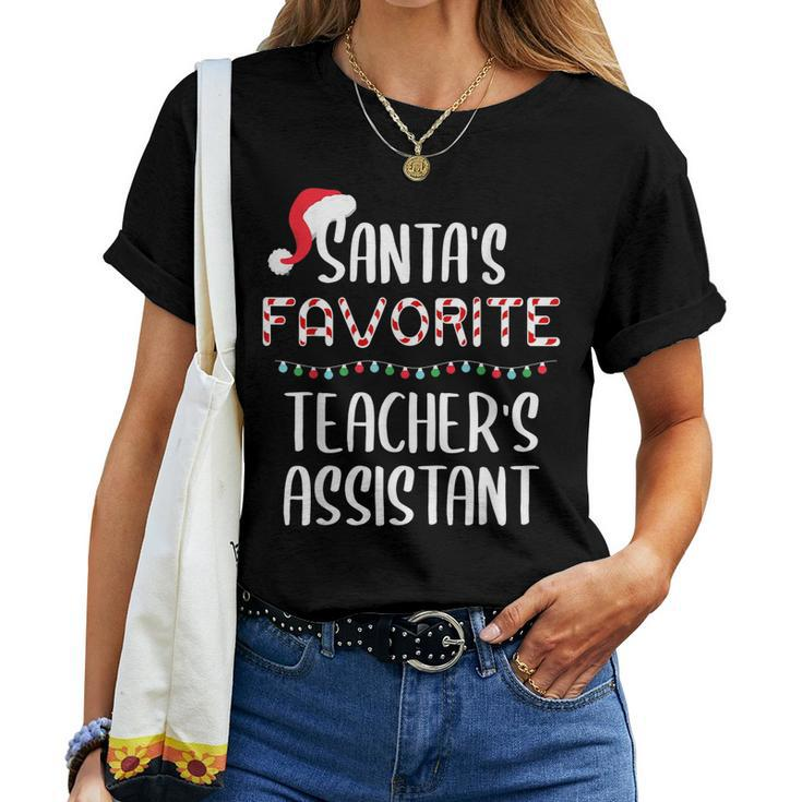 Santas Favorite Teachers Assistant Pajamas Christmas Xmas Women T-shirt