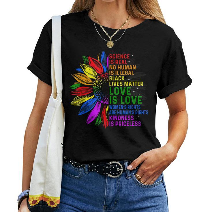 Science Is Real Black Lives Matter Rainbow Lgbt Pride Gay Women T-shirt