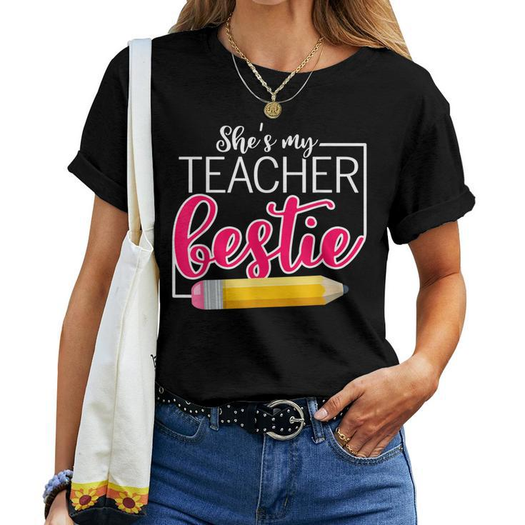 She Is My Teacher Bestie Couple Matching Outfit Apparel Women T-shirt