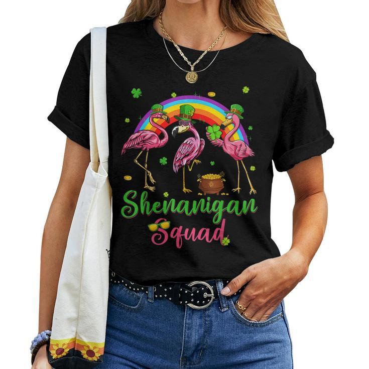 Shenanigan Squad Irish Flamingo Leprechaun St Patricks Day Women T-shirt Casual Daily Basic Unisex Tee