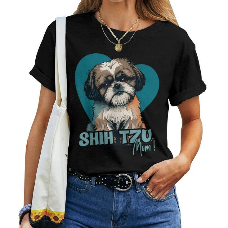 Shih Tzu Dog With Heartdecoration - Shihtzumom Women T-shirt Casual Daily Basic Unisex Tee