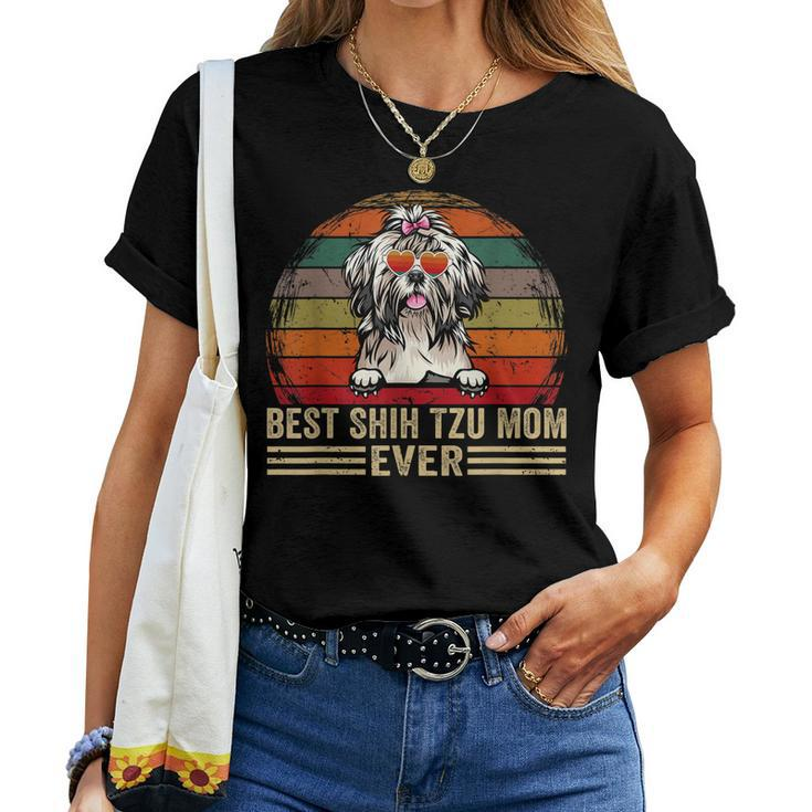 Shih Tzu Dog Lover Funny Vintage Best Shih Tzu Mom Ever Women T-shirt