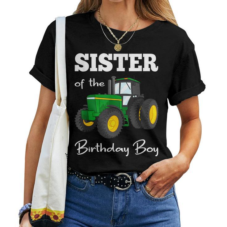 Sister Of The Birthday Boy Tractor Farm Party Women T-shirt