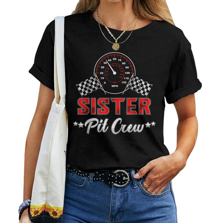 Sister Racing Car Birthday Party Family Matching Pit Crew Women T-shirt