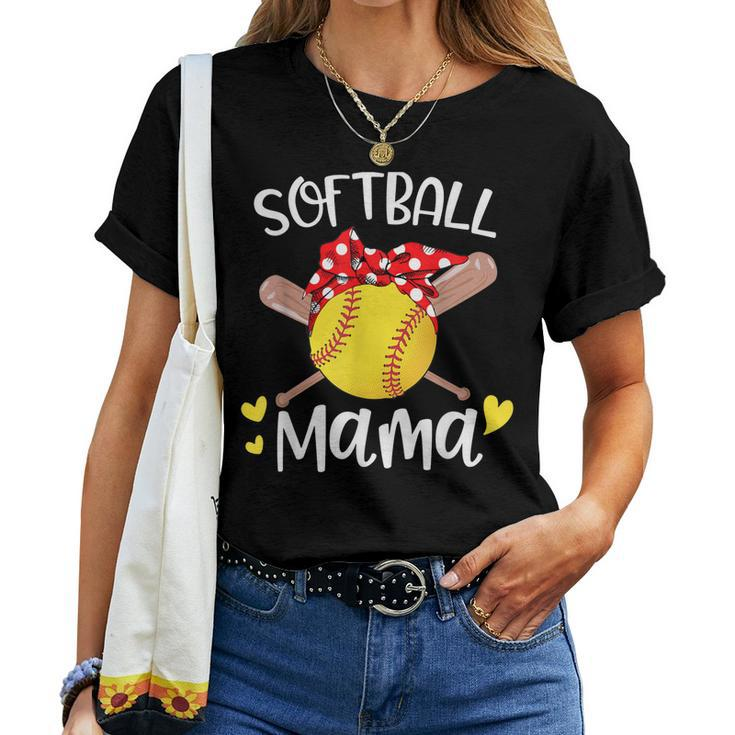 Softball Baseball Mama Floral Mom Grandma Women T-shirt