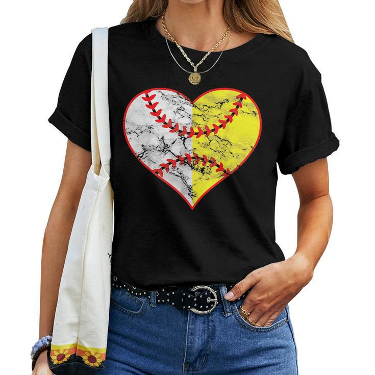 Softball Heart Mom Women Baseball Ideas Women T-shirt