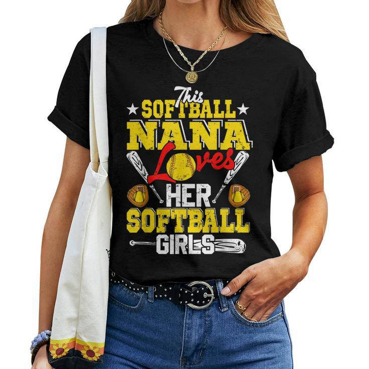 This Softball Nana Loves Her Softball Girls Matching Family Women T-shirt