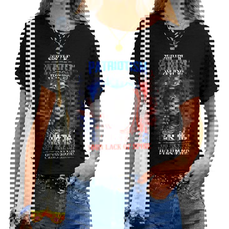 Sorry If My Patriotism Offends You Trust Me Sarcastic Skull Women T-shirt