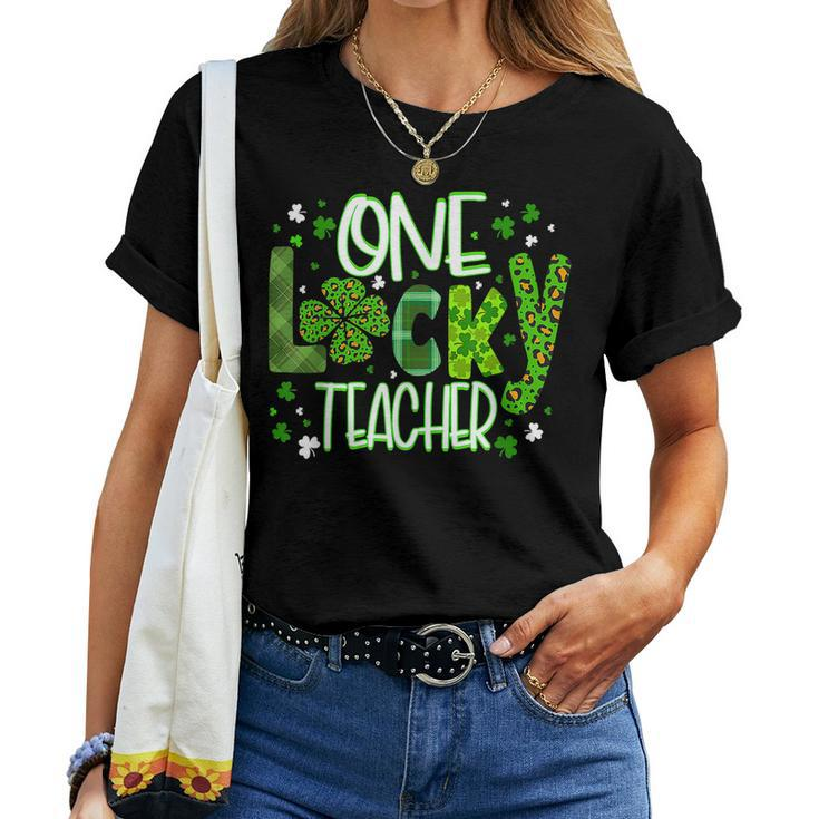 St Patricks Day Teacher Life Irish Lucky Plaid Shamrock Women T-shirt