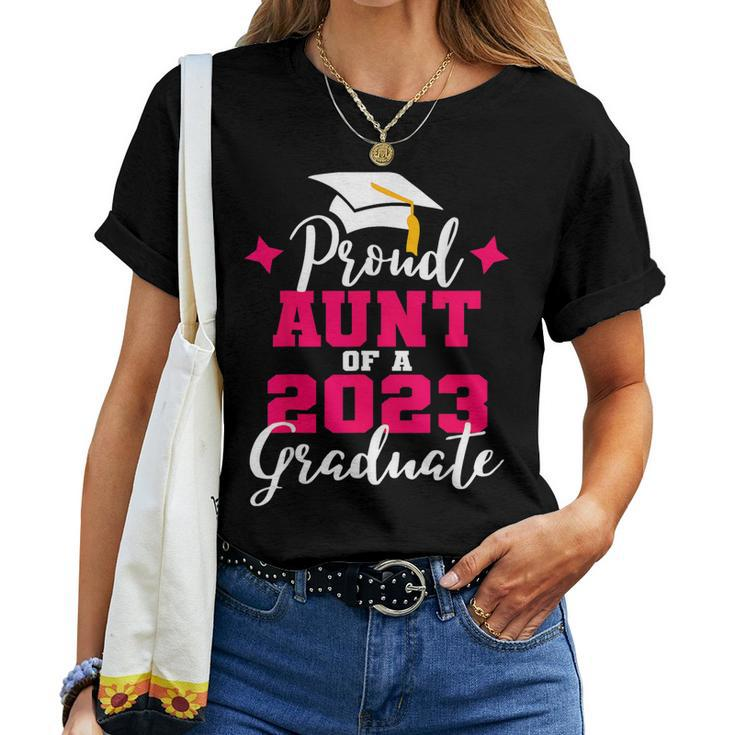 Super Proud Aunt Of 2023 Graduate Awesome Family College  Women Crewneck Short T-shirt