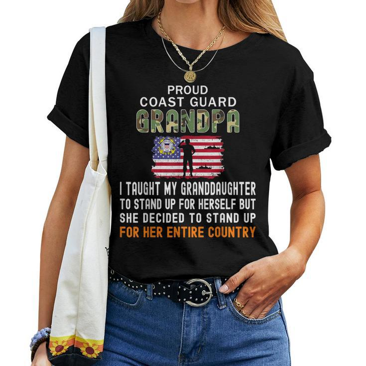 I Taught My Granddaughter To Stand Up-Coast Guard Grandpa Women T-shirt