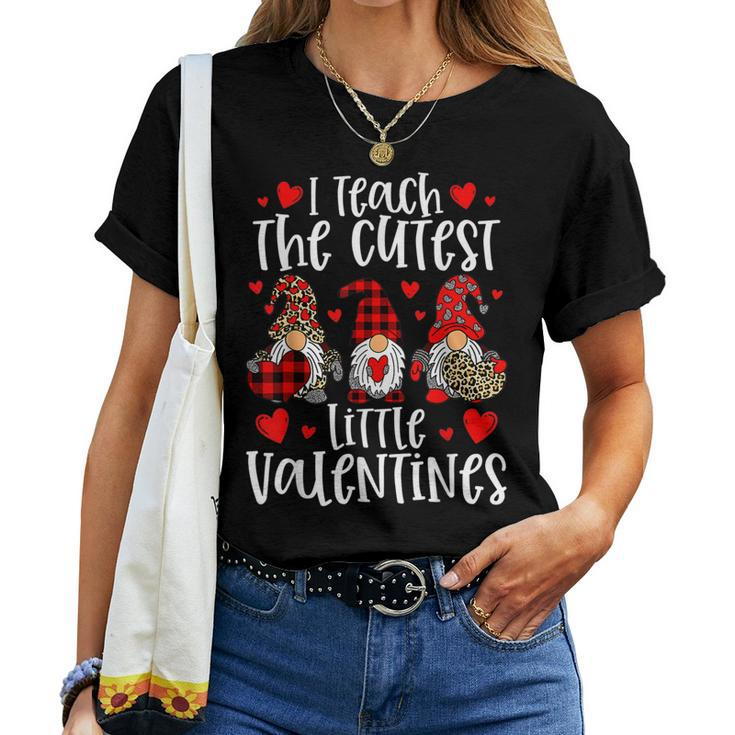 I Teach The Cutest Little Valentines Women Gnome Teachers Women T-shirt
