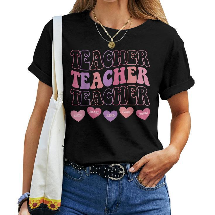 Teacher Hearts Valentines Day Girls Women Teachers Women T-shirt