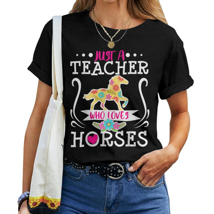Teacher Who Loves Horses Horse Riding Equestrian Women T-shirt