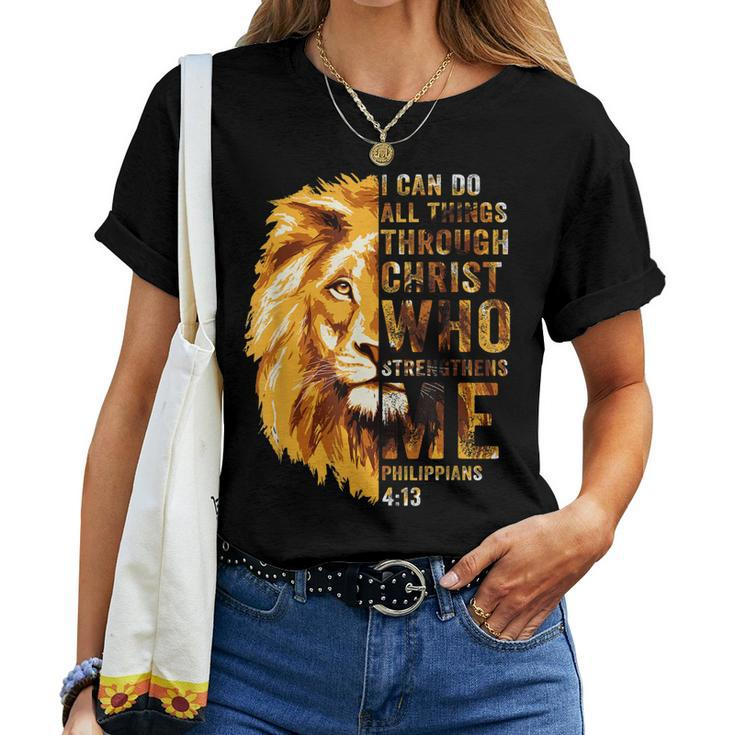 I Can Do All Things Through Christ Jesus Lion Christian Women T-shirt