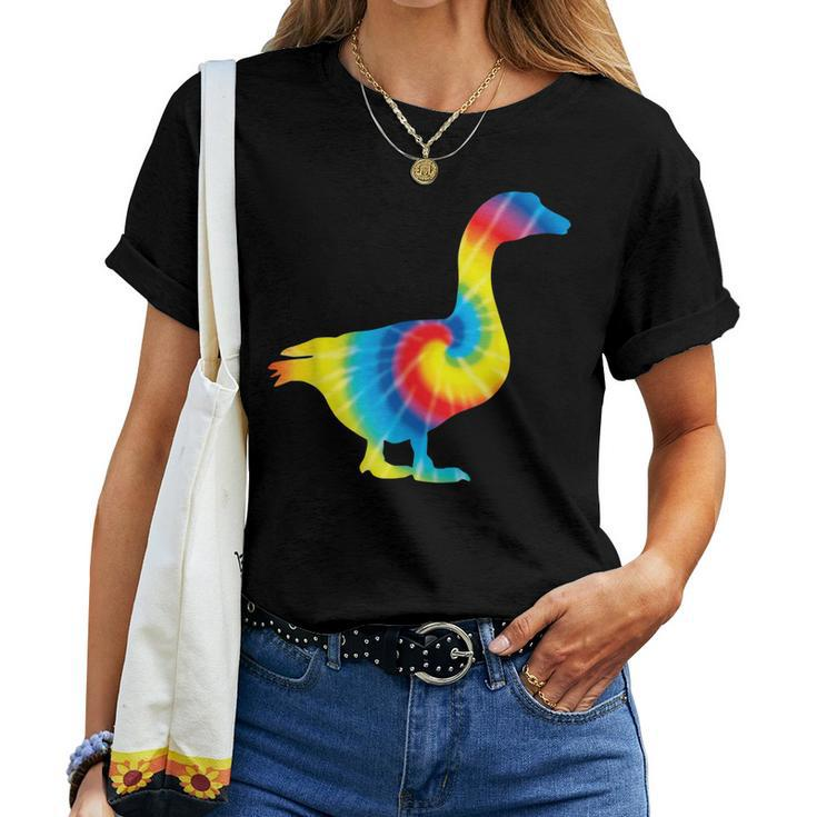 Tie Dye Goose Rainbow Print Waterfowl Hippie Peace Gift Women T-shirt