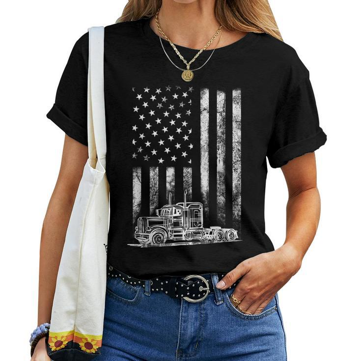 Truck Driver American Flag Trucker Vintage Men Women Gift Women T-shirt