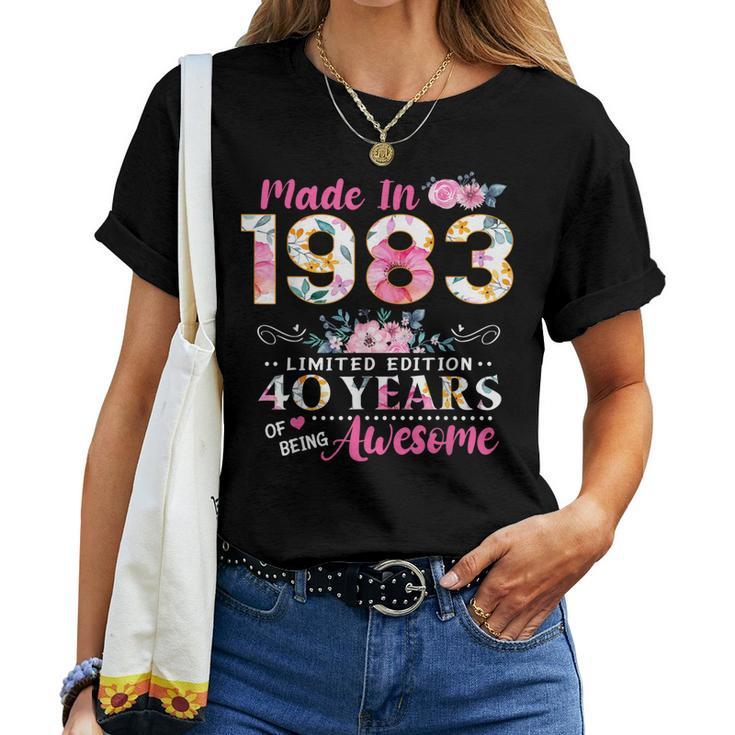 Turning 40 Floral Made In 1983 40Th Birthday Gifts Women Women T-shirt