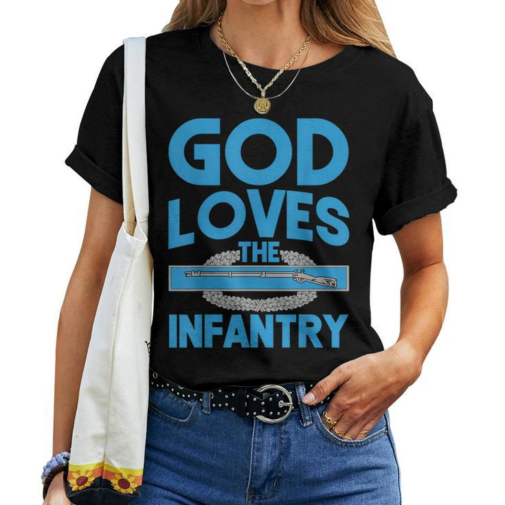 Us Army 11B God Loves The Infantry Combat Infantry Badge Cib Women T-shirt