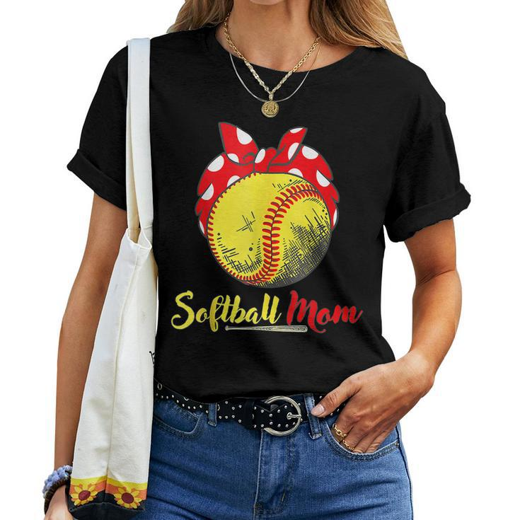 Us Flag Softball Player Mom For Women T-shirt