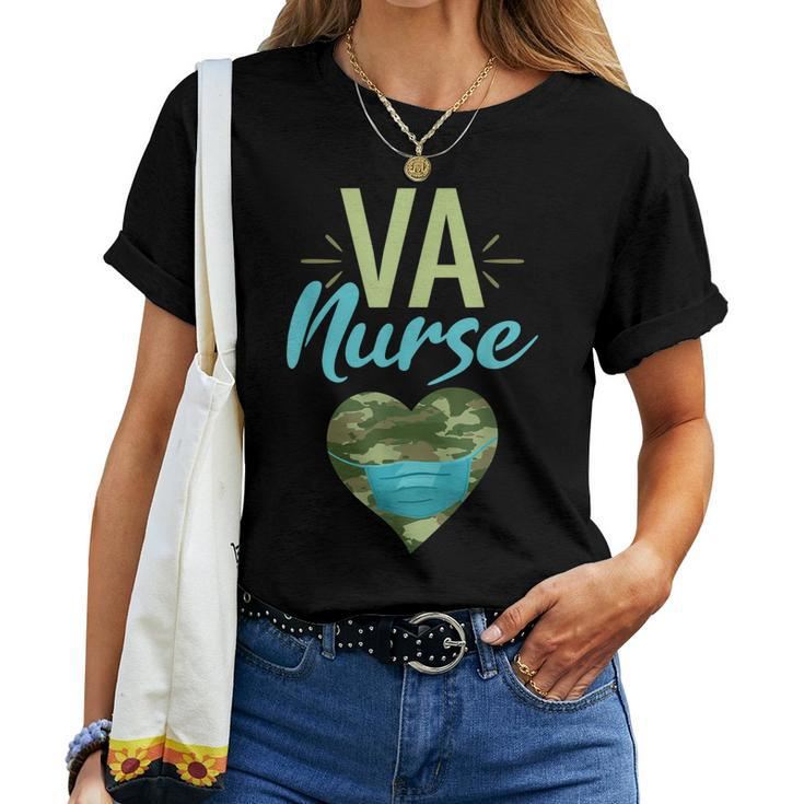 Va Nurse Heart Camouflage Camo Facemask Rn Women T-shirt