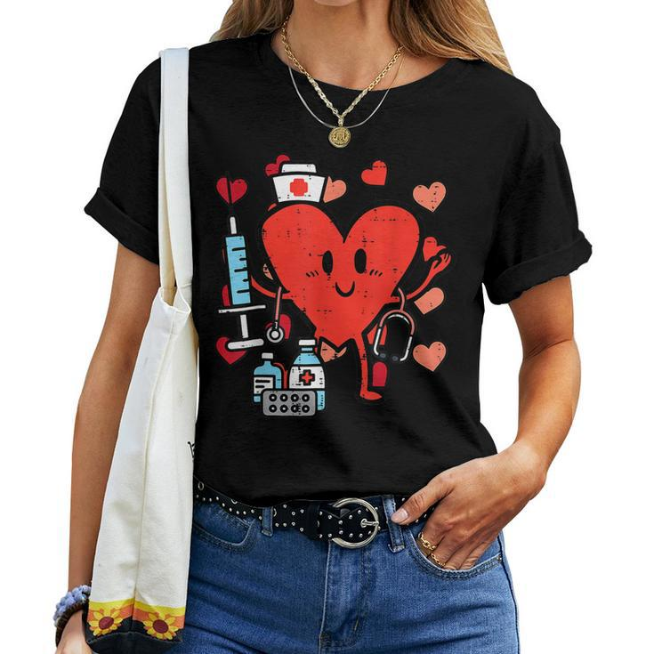Valentines Day Nurse Heart Funny Nursing Scrub Top Rn Women Women T-shirt