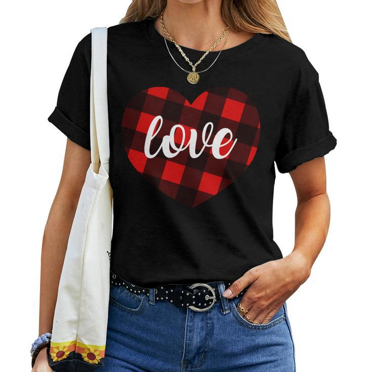 Valentines Days Buffalo Plaid Heart Tee - Men Women T-Shirt Women T-shirt