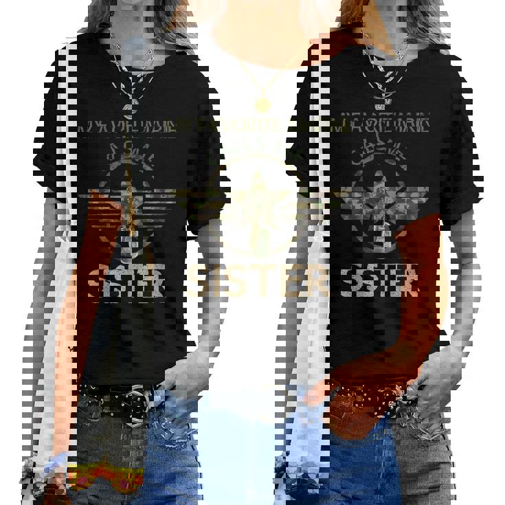 Veteran Day My Favorite Marine Calls Me Sister Women T-shirt