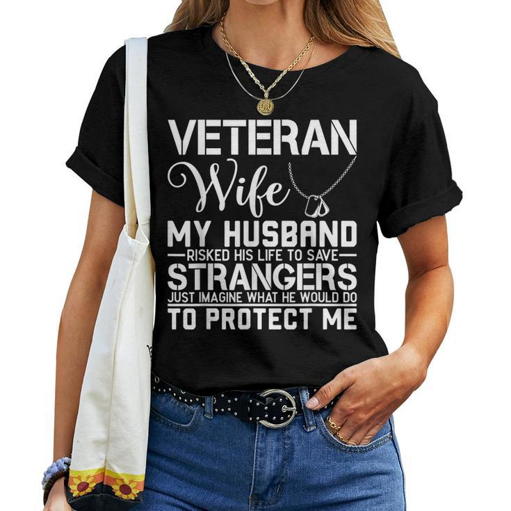 Veteran Wife Army Husband Soldier Saying Cool Military Gift V2 Women T-shirt