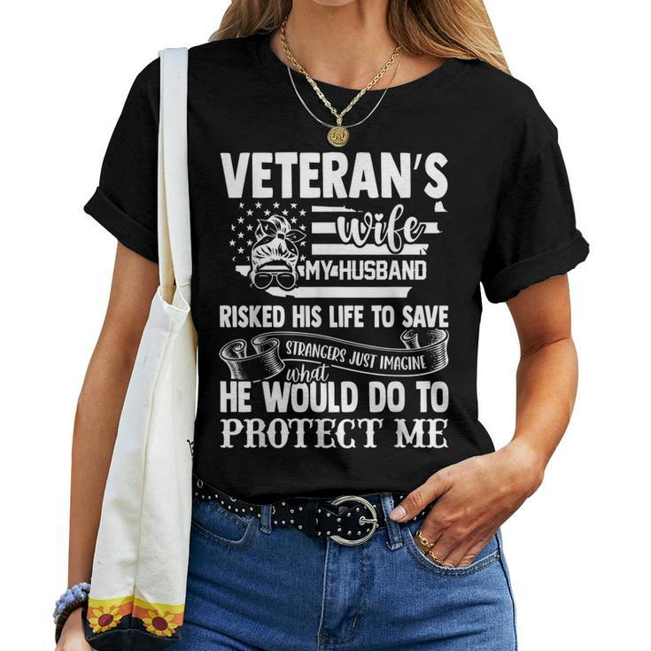 Veteran Wife Army Husband Soldier Saying Cool Military V2 Women T-shirt