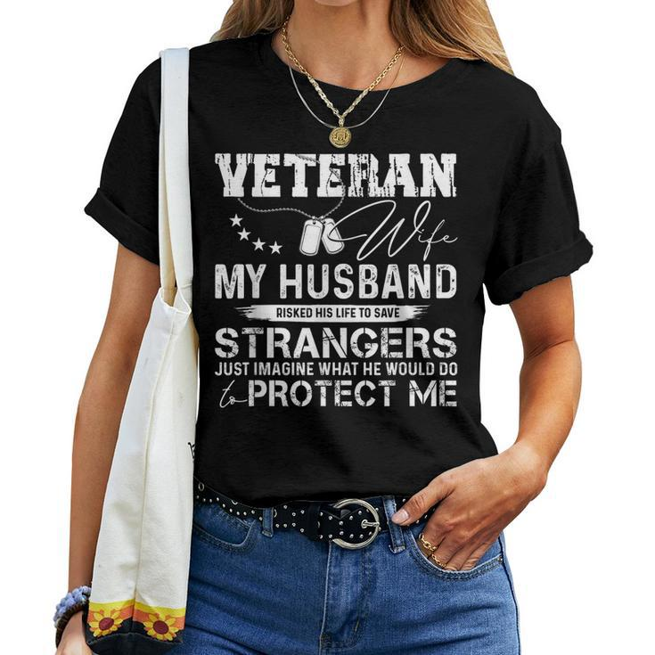 Veteran Wife Army Husband Soldier Saying Cool Military V3 Women T-shirt