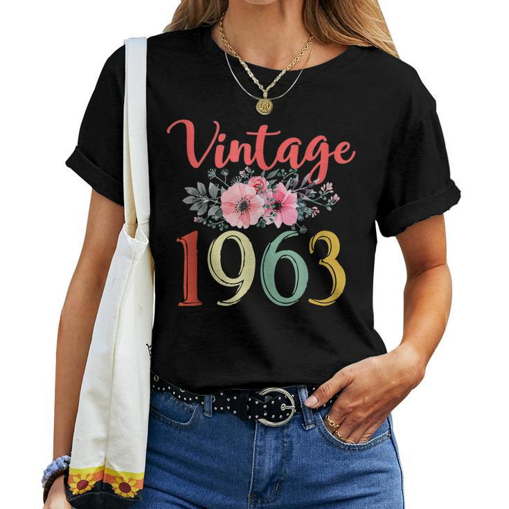 Vintage 1963 Floral Funny 60Th Birthday Awesome Since 1963 Women T-shirt