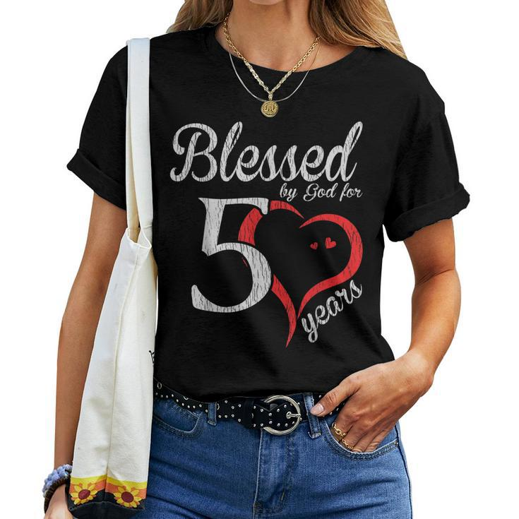 Vintage 50Th Birthday Blessed By God For 50 Years Birthday Women T-shirt
